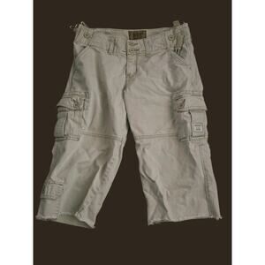 Abercrombie And Fitch Capris Cargo Utility Women's Sz 6 Creamy Beige VTG Y2K